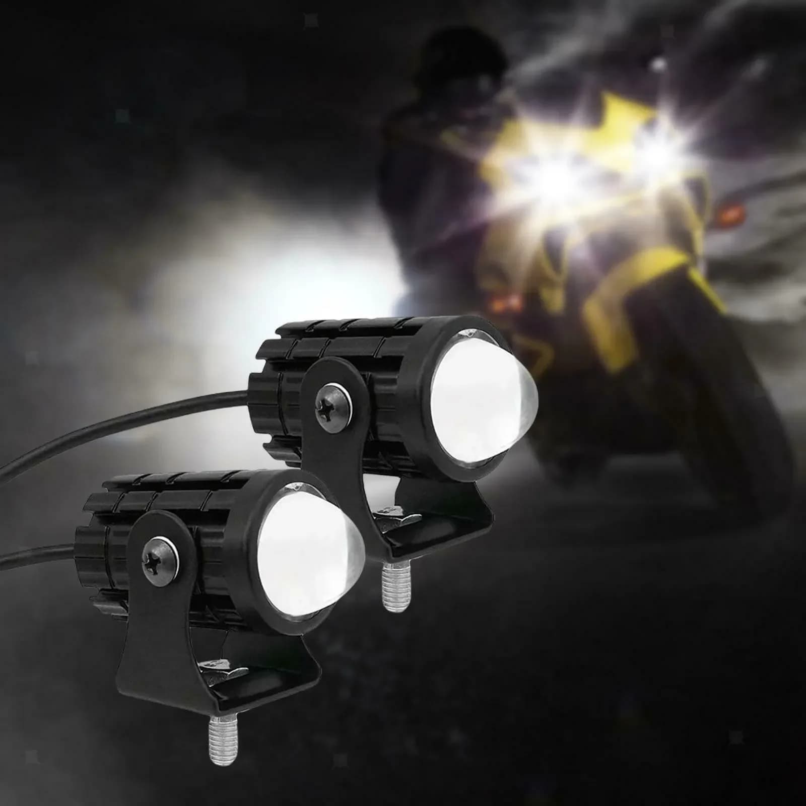 2 Pezzi Fari LED Ausiliari per Moto, Camion e Auto, Mini Proiettori e Luci Fendinebbia