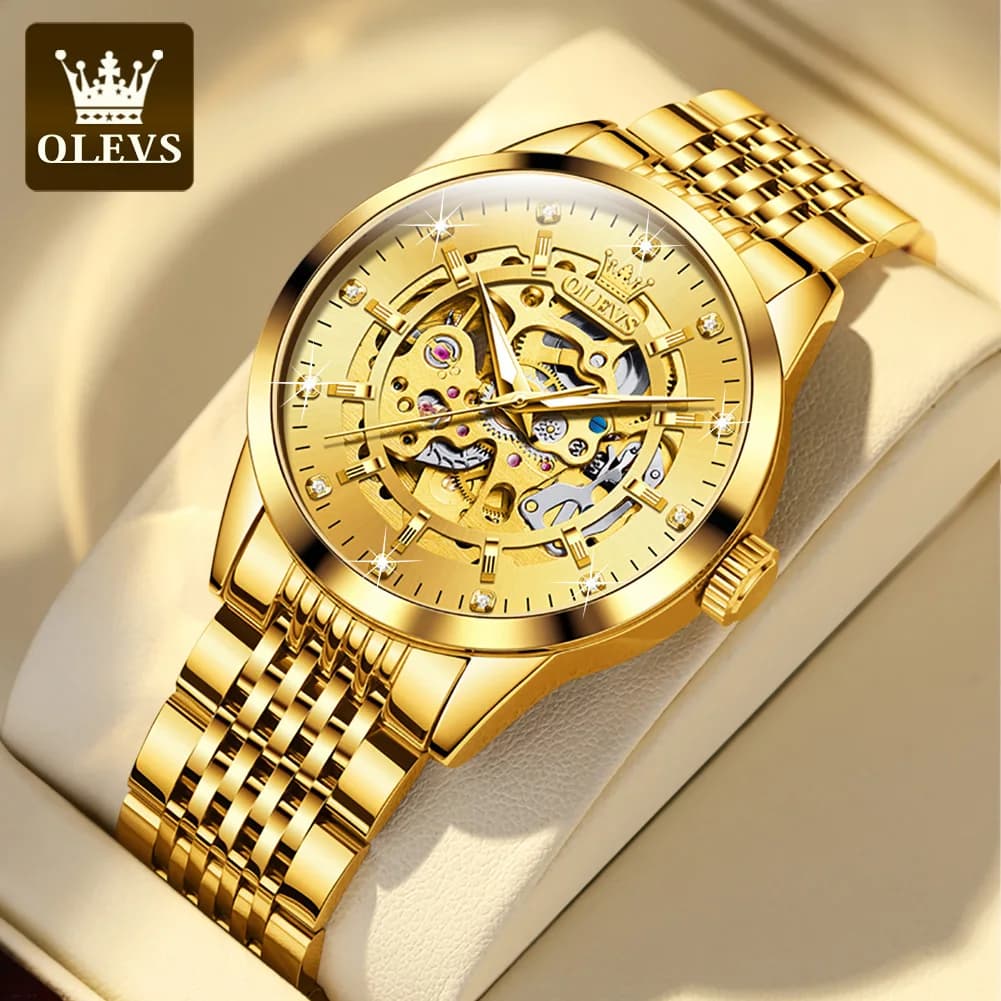 OLEVS 9920 Orologi da uomo Solido Acciaio inossidabile Impermeabile Orologio da uomo luminoso Orologio meccanico automatico originale cavo di lusso