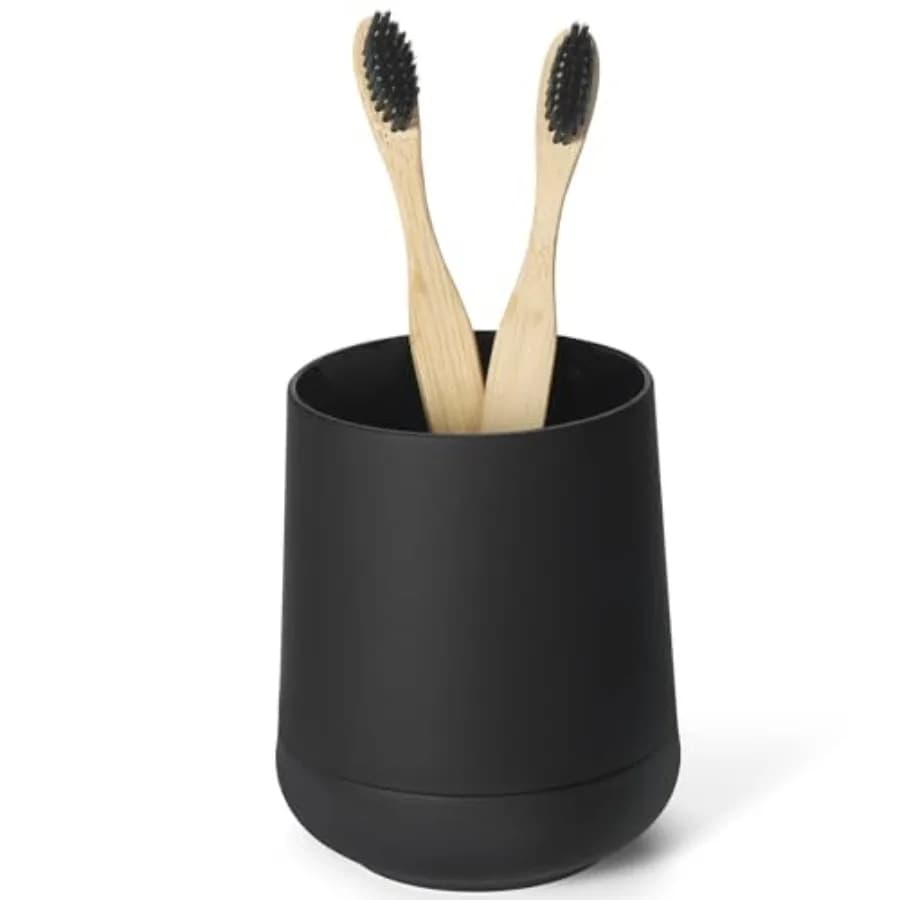 Portaspazzolini in Silicone Opaco, Moderno Porta Spazzolino e Dentifricio, Bicchiere Contenitore per Organizzazione Bagno