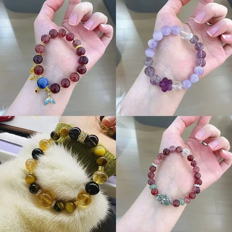Bracciale da ragazza con design di nicchia in ametista di cristallo naturale, gioielli da donna, lusso leggero