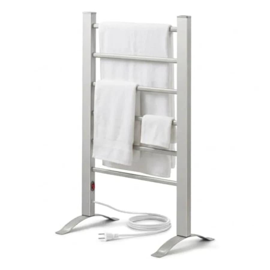 Scaldasalviette Elettrico Pursonic TW300 a 6 Barre per Bagno, Montaggio a Parete o Autoportante, Collegamento Diretto alla Presa