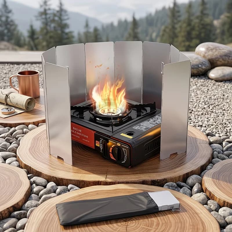 Camp Stove Windscreen,Foldable Aluminum Alloy 10 Plates Wind Shield for Camping Stove Camping Wind Blocker for Camping, Picnic