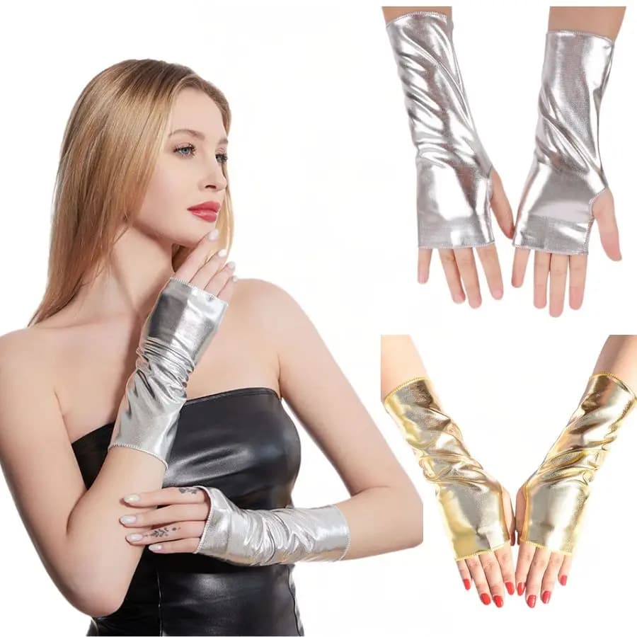 Guanti senza dita in pelle Oro Nero Argento Rosso Donna Uomo Party Show Guanti Guanti corti stile Hip Hop PU Mezze dita Guanti
