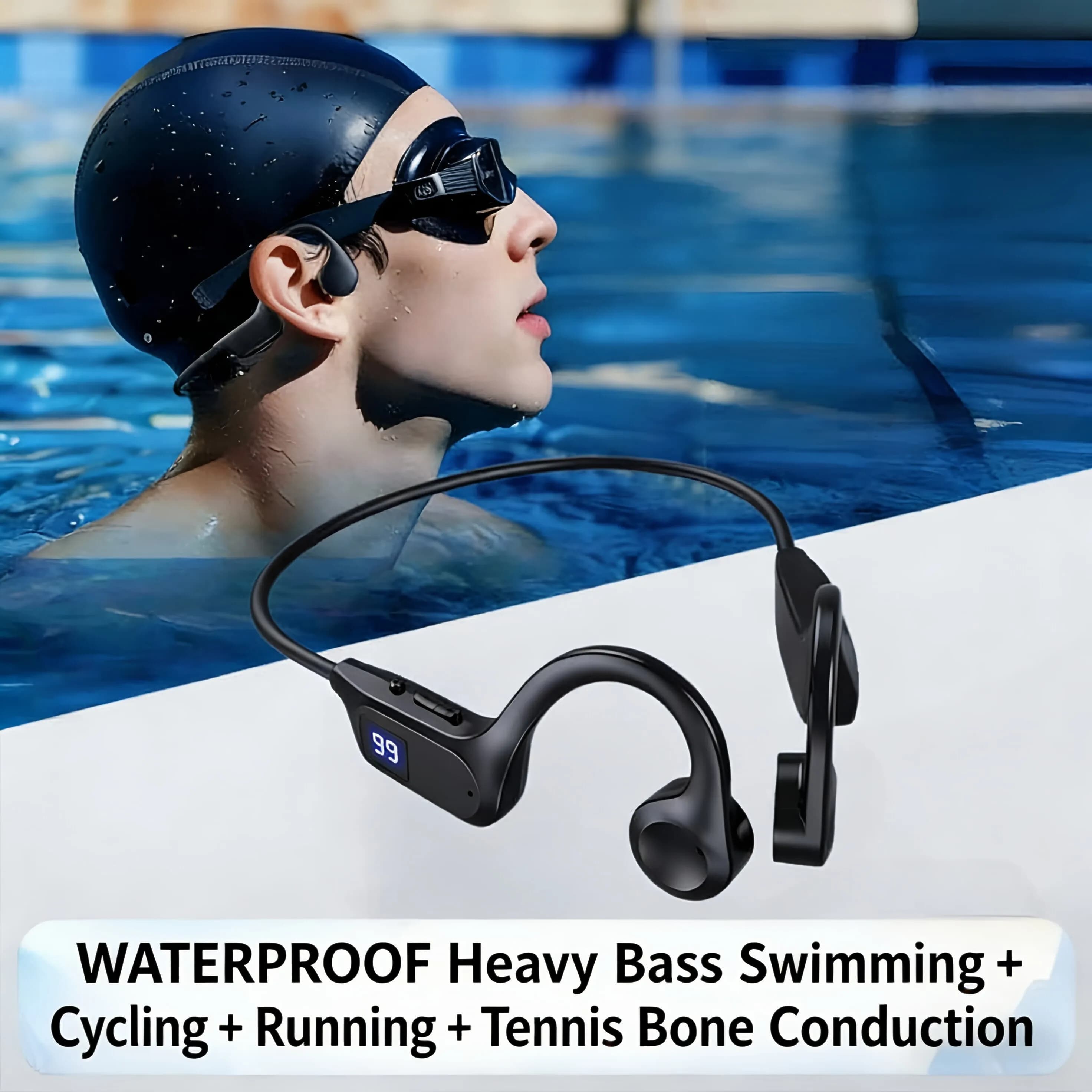 Ossea X7 Wireless Drivers, Bluetooth 5.3 Headphones Compatible for Sport and Swimming, with Microphone for Free Hand and Race Calls