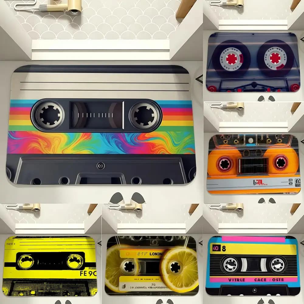 Retro Music Tape Floor Mat carpet diatom mud bathroom quick-drying absorbent floor mat household bathroom