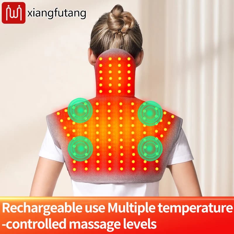 Red Light Heated Shawl Vest 3 Vibration Massage Neck Shoulder Back Body Warmer Neck Back Muscle Relaxation
