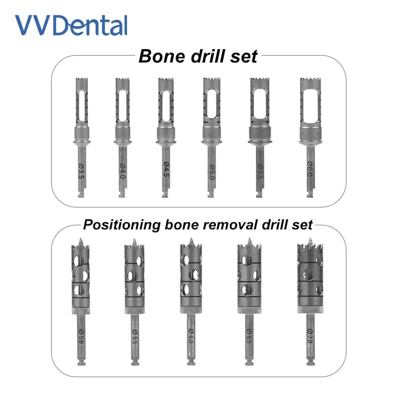 6Pcs/Set Dental Implant Bone Trephine Drill Dental Implant Positioning Bone Removal Drill Set Drills Cutting Grinding Tool