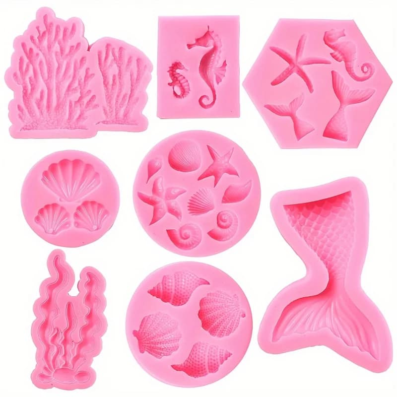 Un set di 8 stampi in silicone a forma di fata, molto adatti per realizzare cioccolatini a tema oceanico, argilla polimerica, caramelle, sapone, ecc. Contiene s