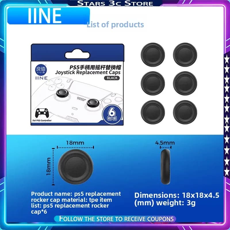 IINE Cappucci di ricambio per le levette analogiche per controller Sony PS5/PS4, sostituiscono la protezione danneggiata, accessori per controller di gioco