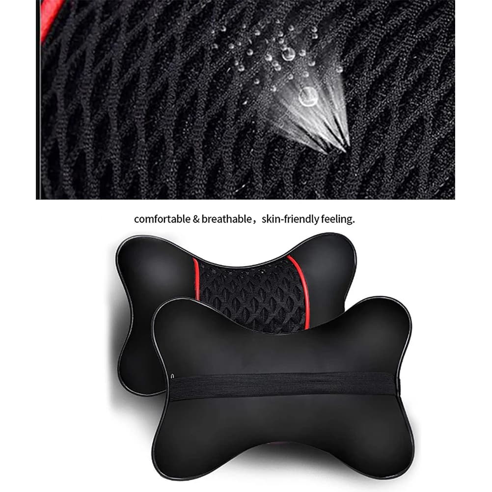Car headrest cushion straps, 2 pieces, ergonomic leather design, car headrest cushions, relaxing foam for travel