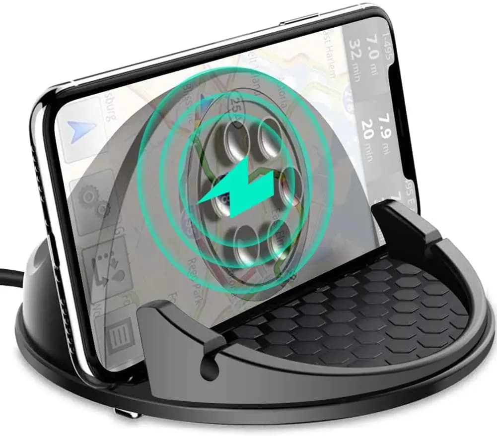 Support for mobile phones with wireless car charger, phone support with 15 W charging for iPhone, Samsung, Google, etc. suitable for car dashboards