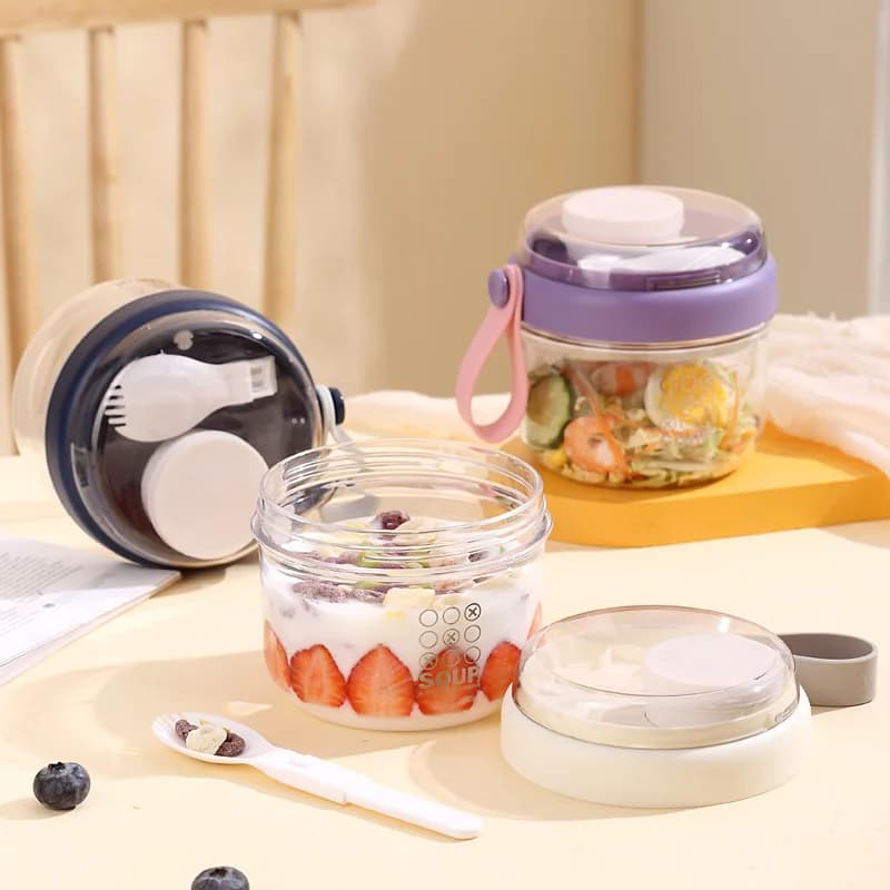 Tazza per insalata Barattoli per avena riutilizzabili a tenuta stagna Tazza per cereali Barattolo per colazione Barattolo per preparazione pasti Contenitore per farina d'avena per insalata Yogurt Latte