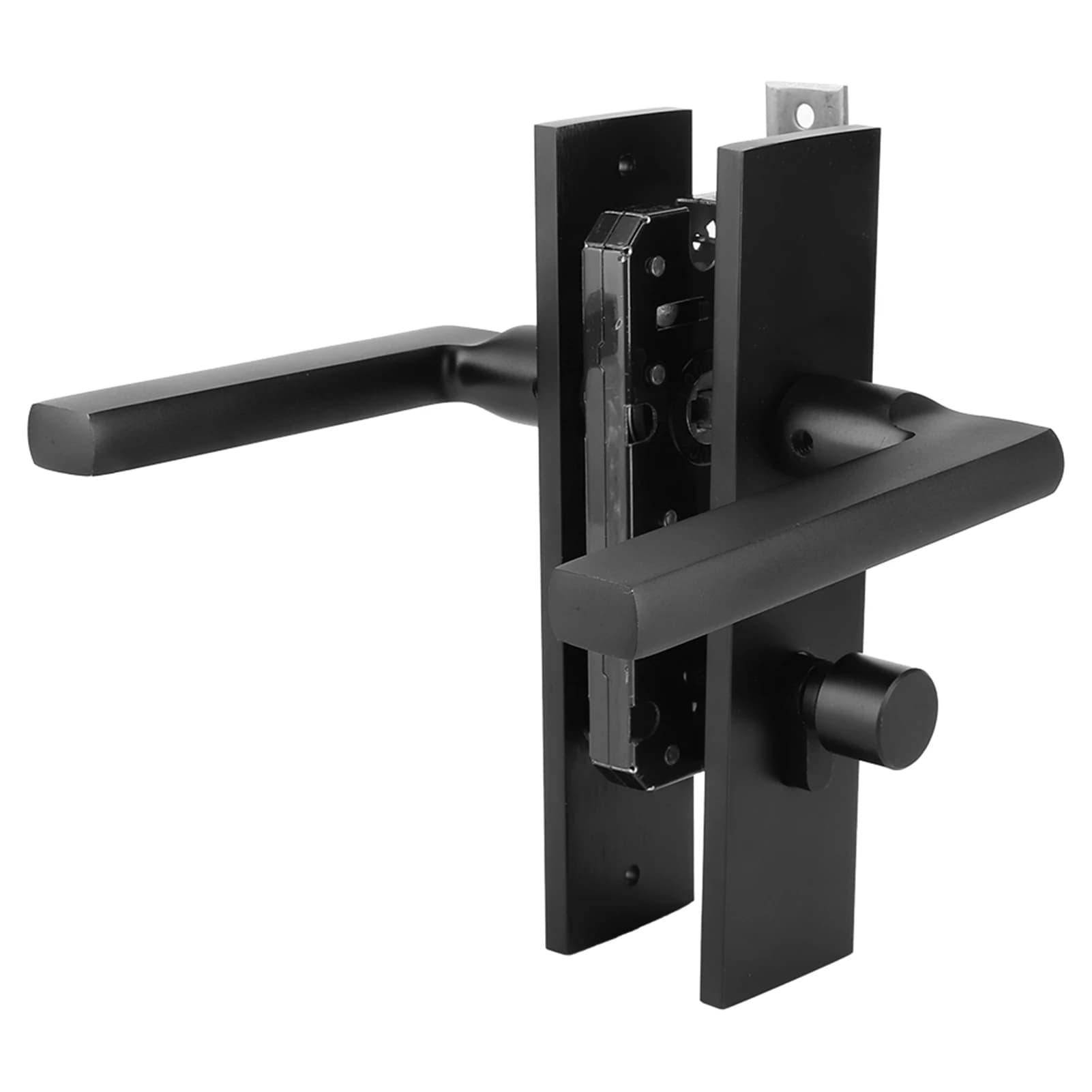 Serratura per porta della camera da letto in alluminio spaziale Serratura per maniglia per camera da letto di sicurezza domestica con chiavi a vite nera