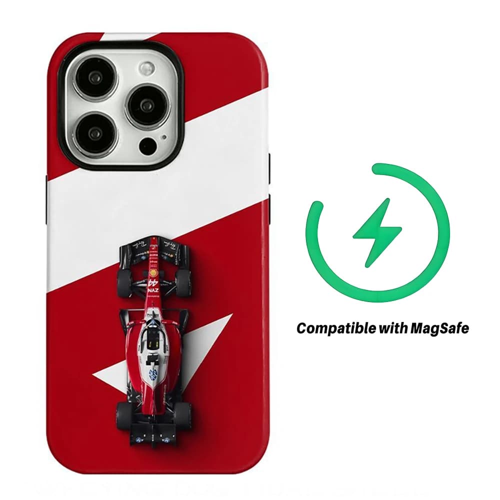 2 in 1 Dual Layer Racing for Magsafe Phone Case for iPhone 17 Pro Max 16 Pro 15 Plus 14 13 Mini 12 11 16E Air Fashion Case