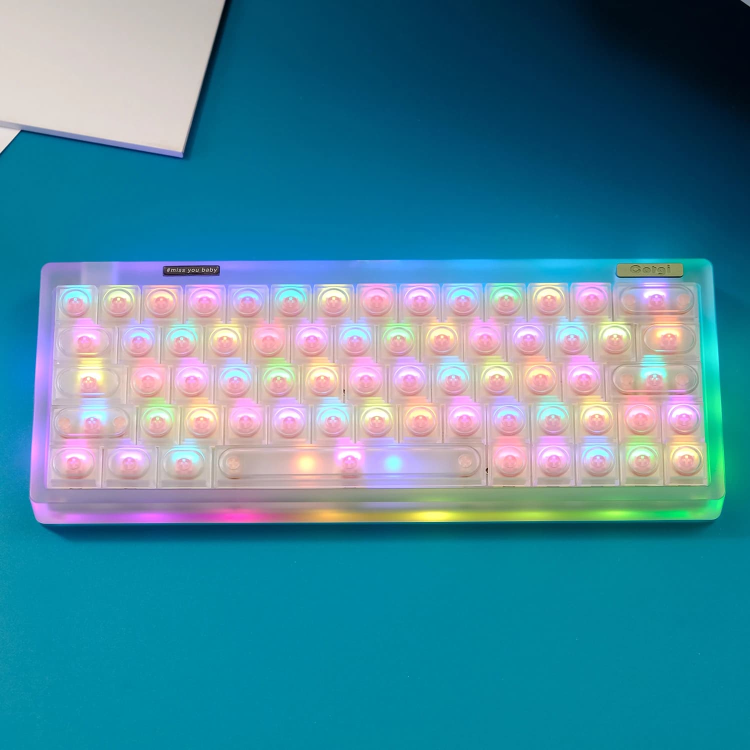 KBDiy Set di copritasti a basso profilo PBT Keycap giocattolo trasparente per tastiera meccanica Gaming 115 tasti interruttore MX Horizon fai da te RGB personalizzato