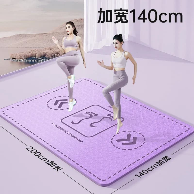 JC double large yoga mat, thickened and enlarged, 140 cm mat, sound insulation and shock absorption