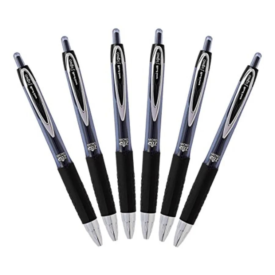 Signo 207 Retractable Gel Pen, 0.5mm Micro Point, Black, Pack of 6