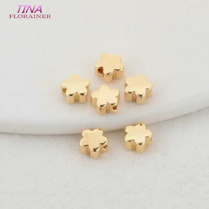 20PCS 6MM 14K placcato Color oro ottone forma di fiore distanziatore perline braccialetto piatto perline accessori gioielli fai da te di alta qualità