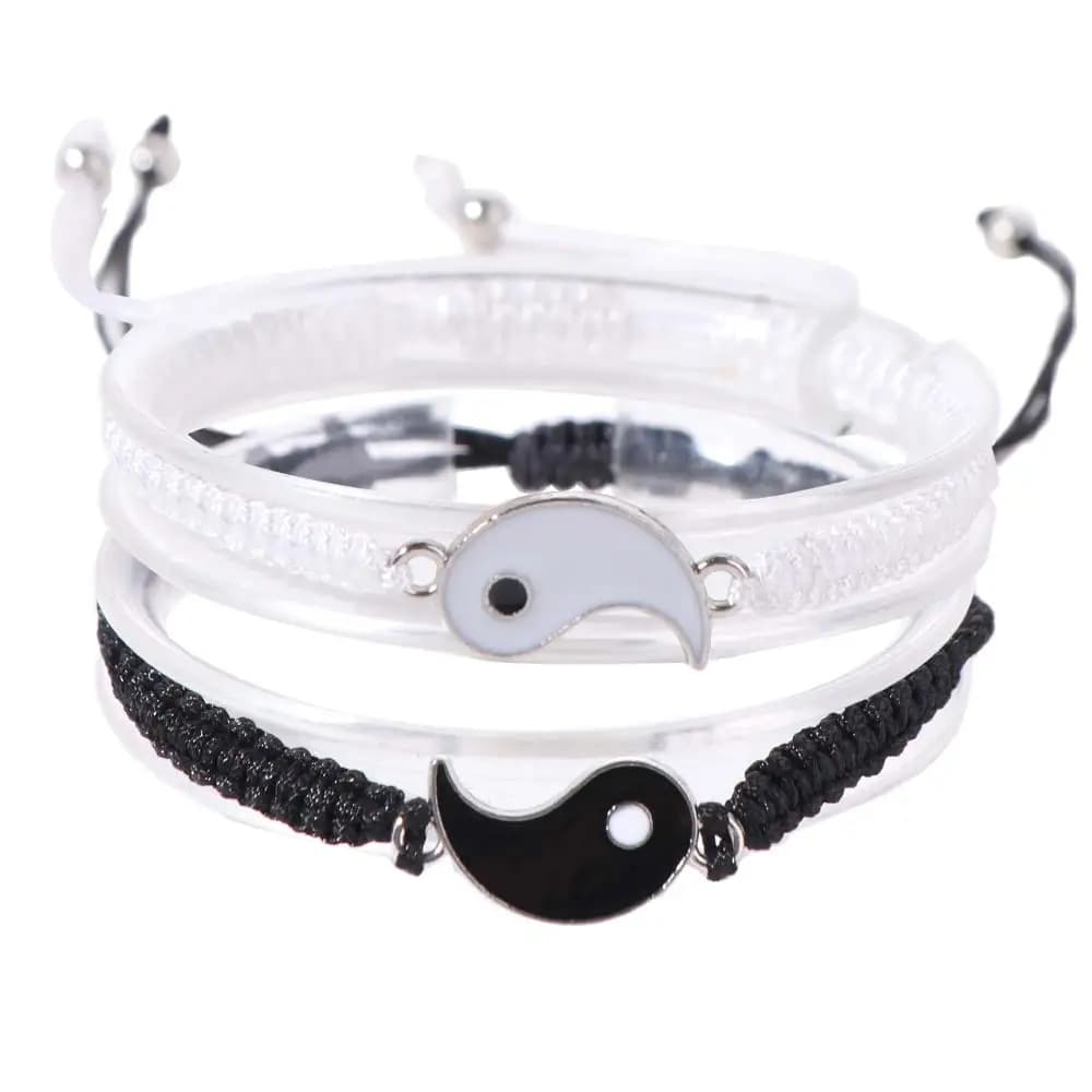 1 Paio di Braccialetti Taichi in Stile Cinese Yin e Yang Bagua, Braccialetto dell'Amicizia Taichi Simmetrico e Bilanciato, Cordino Taichi per Ragazze