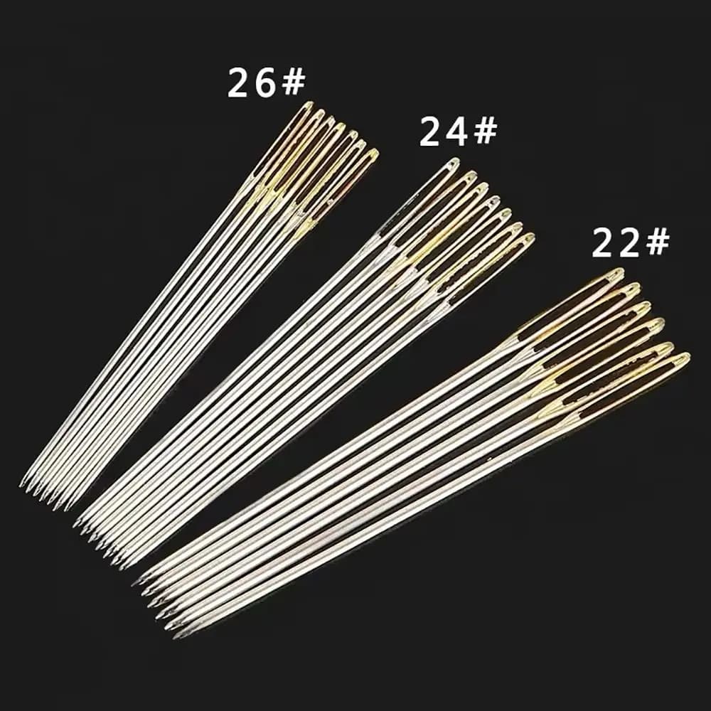 New 100Pc Multi-size Tail Embroidery Fabric Cross Stitch Darning Needles Craft Tools 22/24/26# Stainless Steel DIY Sewing Needle