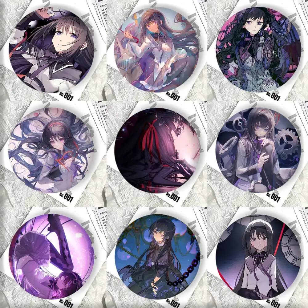 Anime P-Puella Magi M-Madoka Magica Akemi Homura Round badge lapel pin backpack clothing jewelry accessories gift brooch