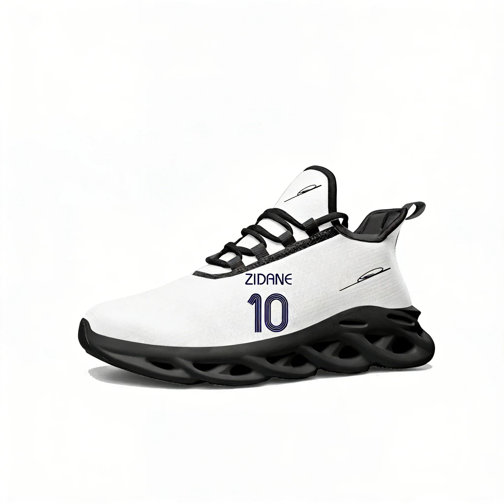 Sneakers Zidane N.10 da Corsa, Scarpe Sportive Uomo Donna, Sneaker Stella del Calcio Francese, Calzature in Rete con Lacci, Scarpa su Misura Nera