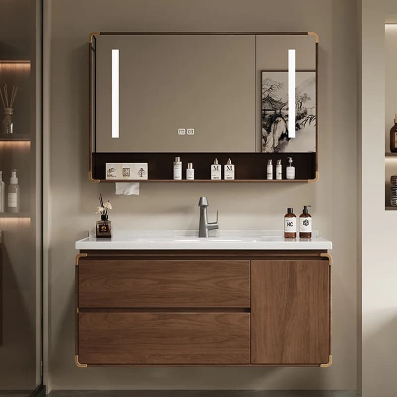 Armadio Moderno con Specchio e Cassetti Salvaspazio per Bagno e Casa - Organizzatore per Oggetti e Carta