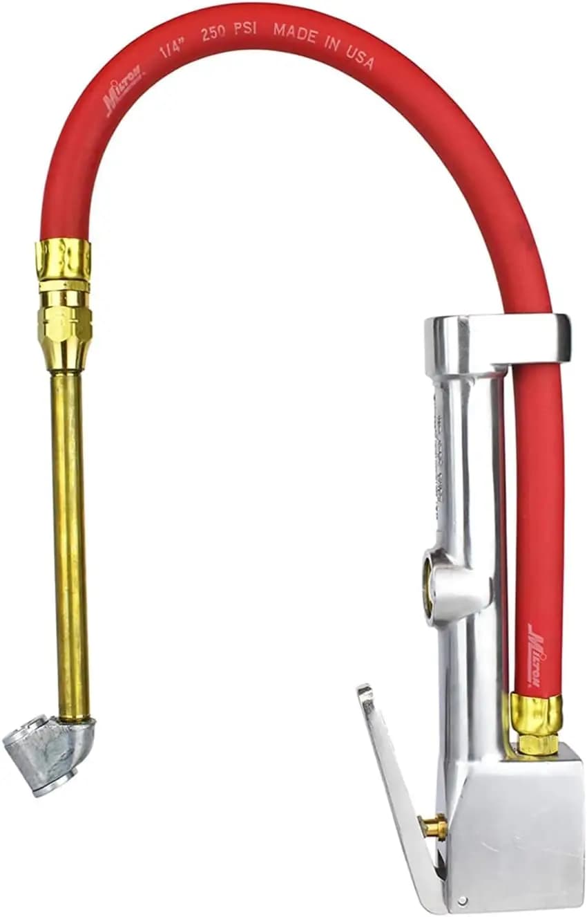 Manometro Gonfiagomme a Doppia Testa con Tubo da 15 Pollici, 10-160 PSI, Preciso e Resistente