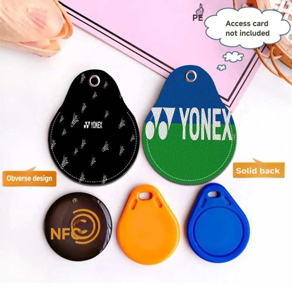 Fashion Badminton Y-Yonex Anti-Lost PU Access Case Anti-Lost Card Holder Keychain Accessories Digital fingerprint proof key ring