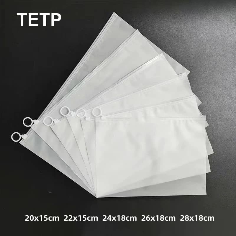 TETP 50 pezzi sacchetti con cerniera smerigliati con anello di trazione biancheria intima da viaggio costume da bagno cosmetici sacchetto di imballaggio richiudibile all'ingrosso