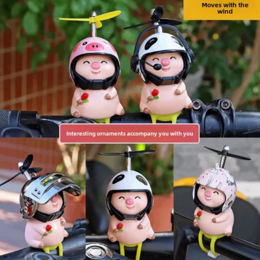 Pink pig with helix for helmet Nice small duck that breaks the wind Motor helmet for road bike riding Cycling Auto Nice ornament Decor
