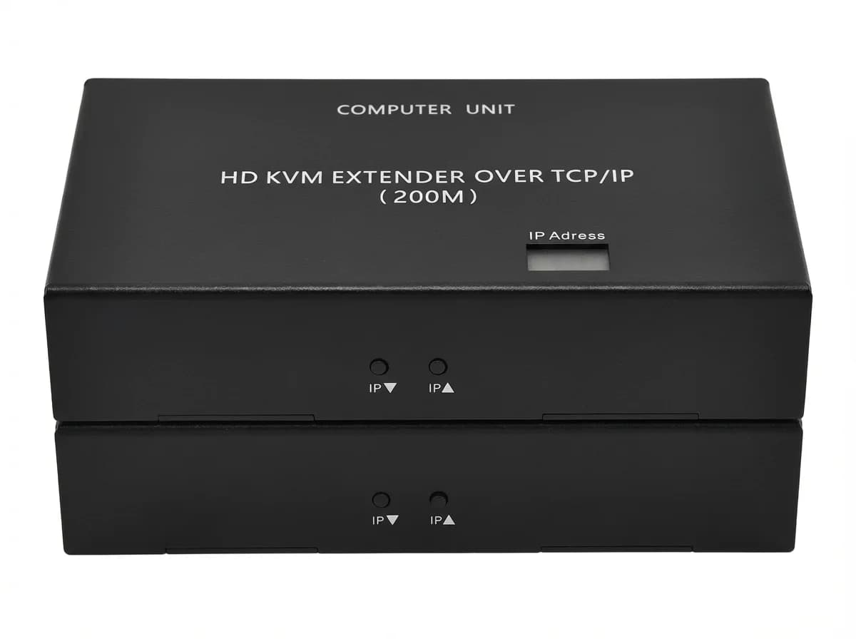 200M 1080P HDMI IP KVM Extender Over Cat5e Cat6 RJ45 Ethernet Cable, Support Network Switch USB Keyboard Mouse