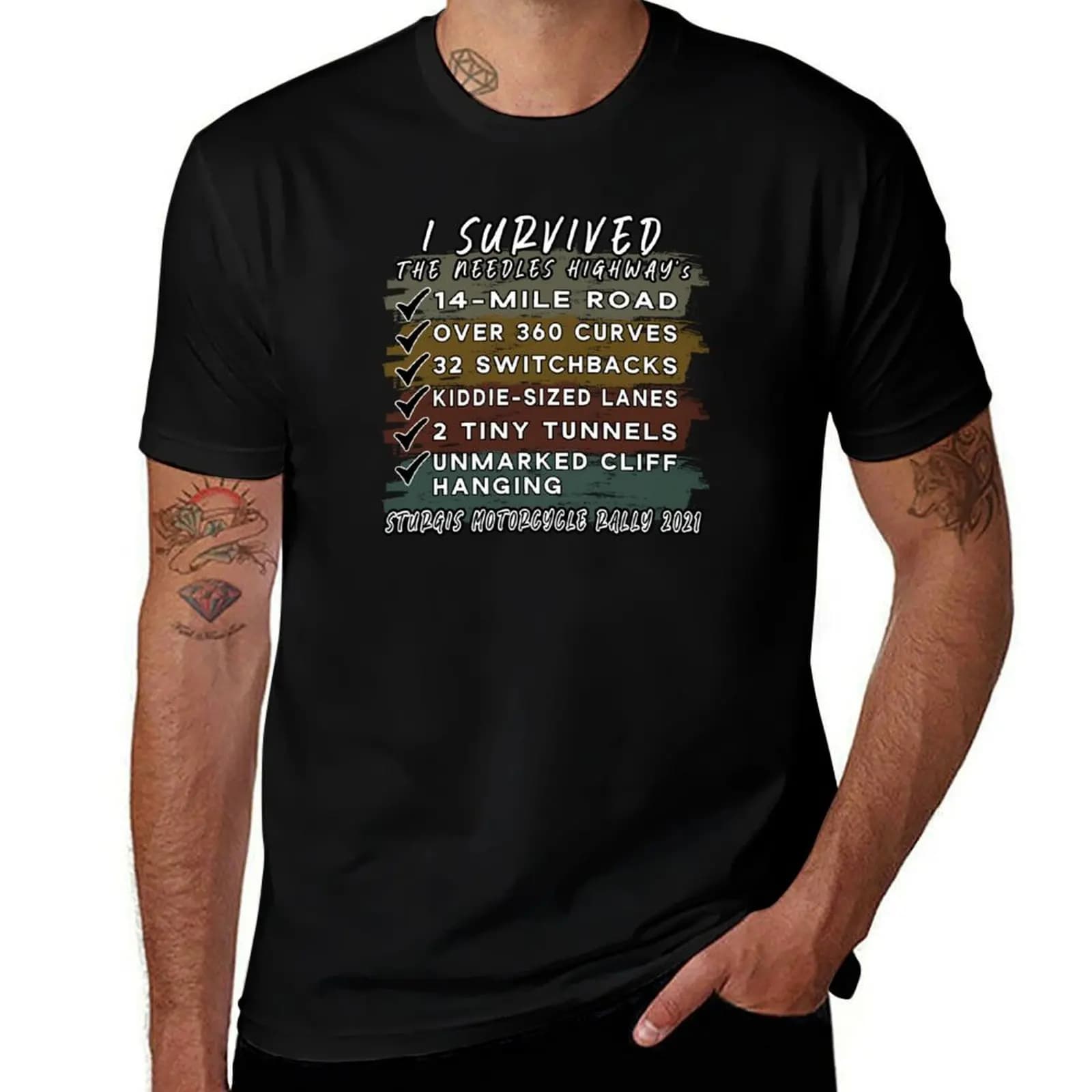 I survived Needles Highway 2021 T-Shirt men t shirt cotton 100% T-Shirt