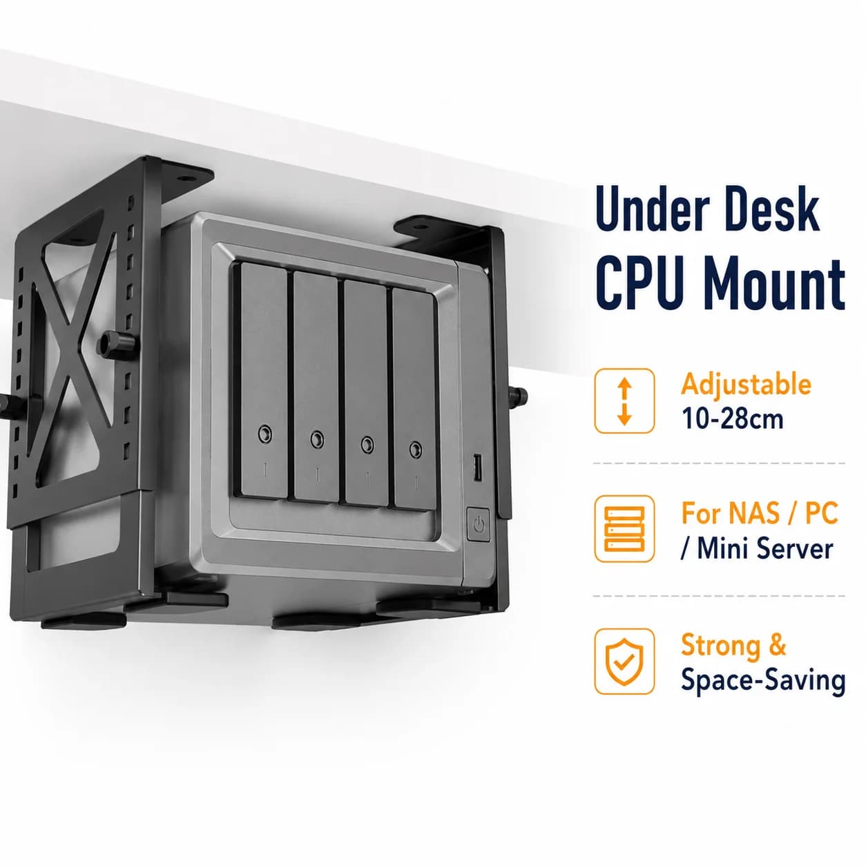 Under Desk CPU Mount Adjustable PC Holder Metal Computer Case Bracket NAS Storage Stand Desktop Bottom Mount