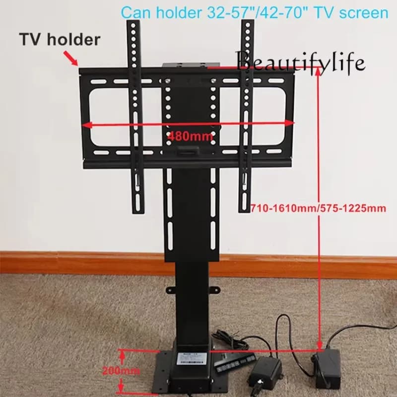 Supporto per Monitor Y45 da Esterno Motorizzato in Acciaio con Telecomando, Altezza Regolabile Elettricamente per TV da 32-70 Pollici