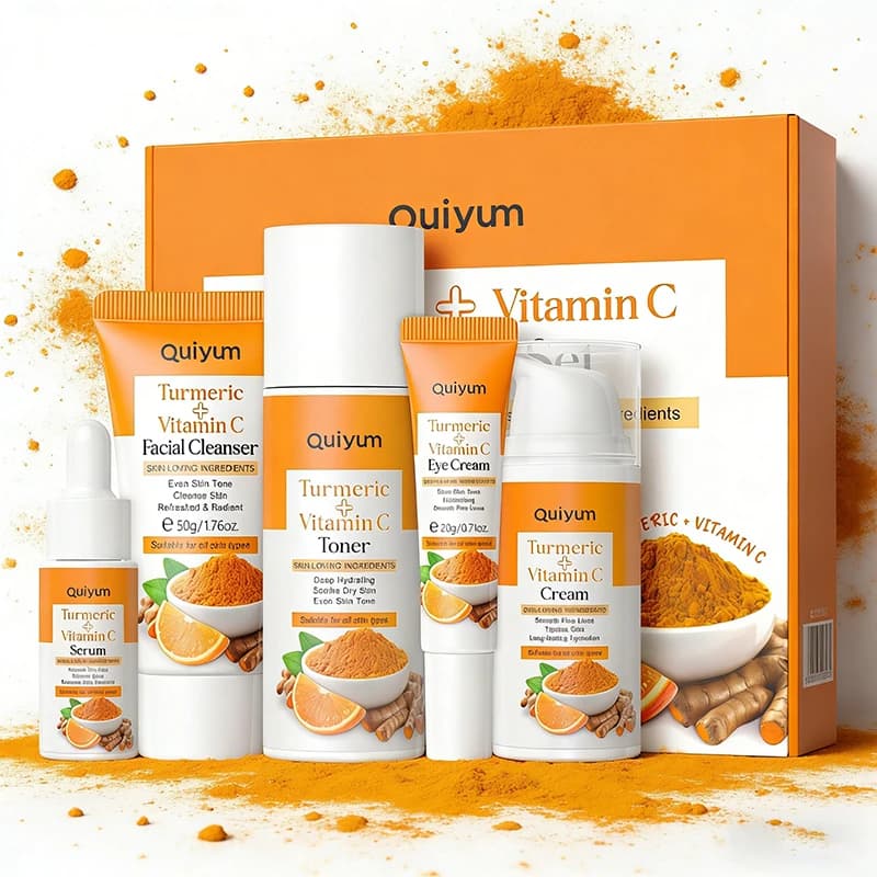 Skin Care Set Curcuma and Vitamin C 5 Detergent Parts Face Tonic Siero Cream Eyes Cream Viso Hydrating Anti-wrinkles