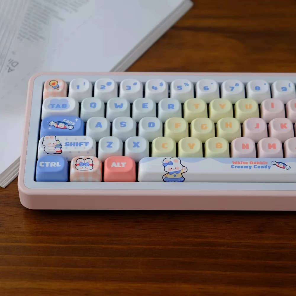 126 tasti White Rabbit Keycap Set XOA MOA Profilo Keycaps PBT Dye Sub Key Cap per 60% 65% 75% 96% 98% 100% MX Tastiera meccanica