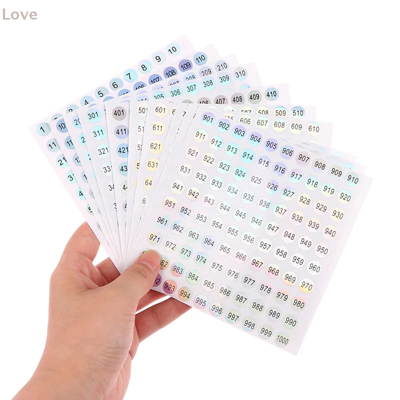 1-1000 Etichetta digitale impermeabile Numero autoadesivo Adesivo Smalto per unghie Stoviglie Scrapbooking Adesivi per etichette digitali artigianali fai-da-te