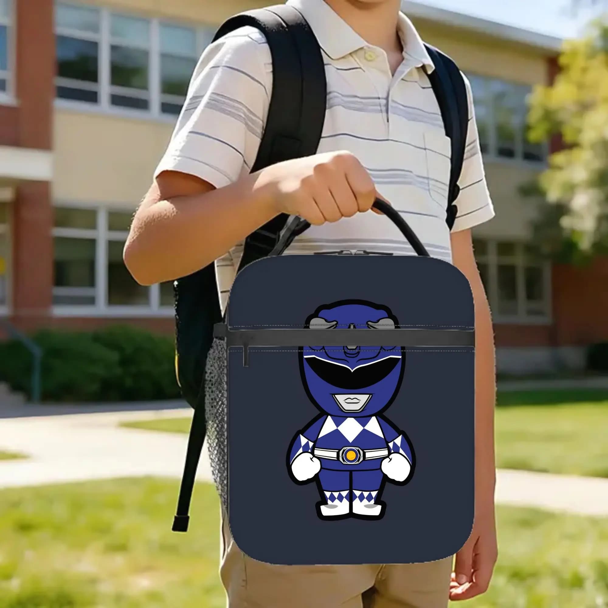 Blue Ranger Chibi Insulated Lunch Bag Thermal Bag Lunch Container Power R-Ranger Tote Lunch Box Food Storage Bags Office Travel