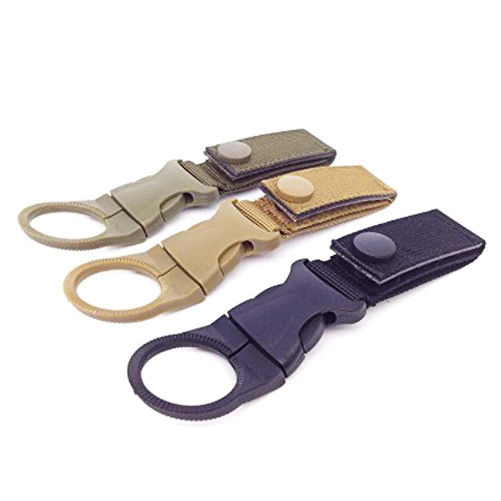 1 Pc Camping Bottle Buckle Clip Hanging Strap Webbing Belt Tactical Nylon Bottle Hook Holder Outdoor Quickdraw Carabiner Kit