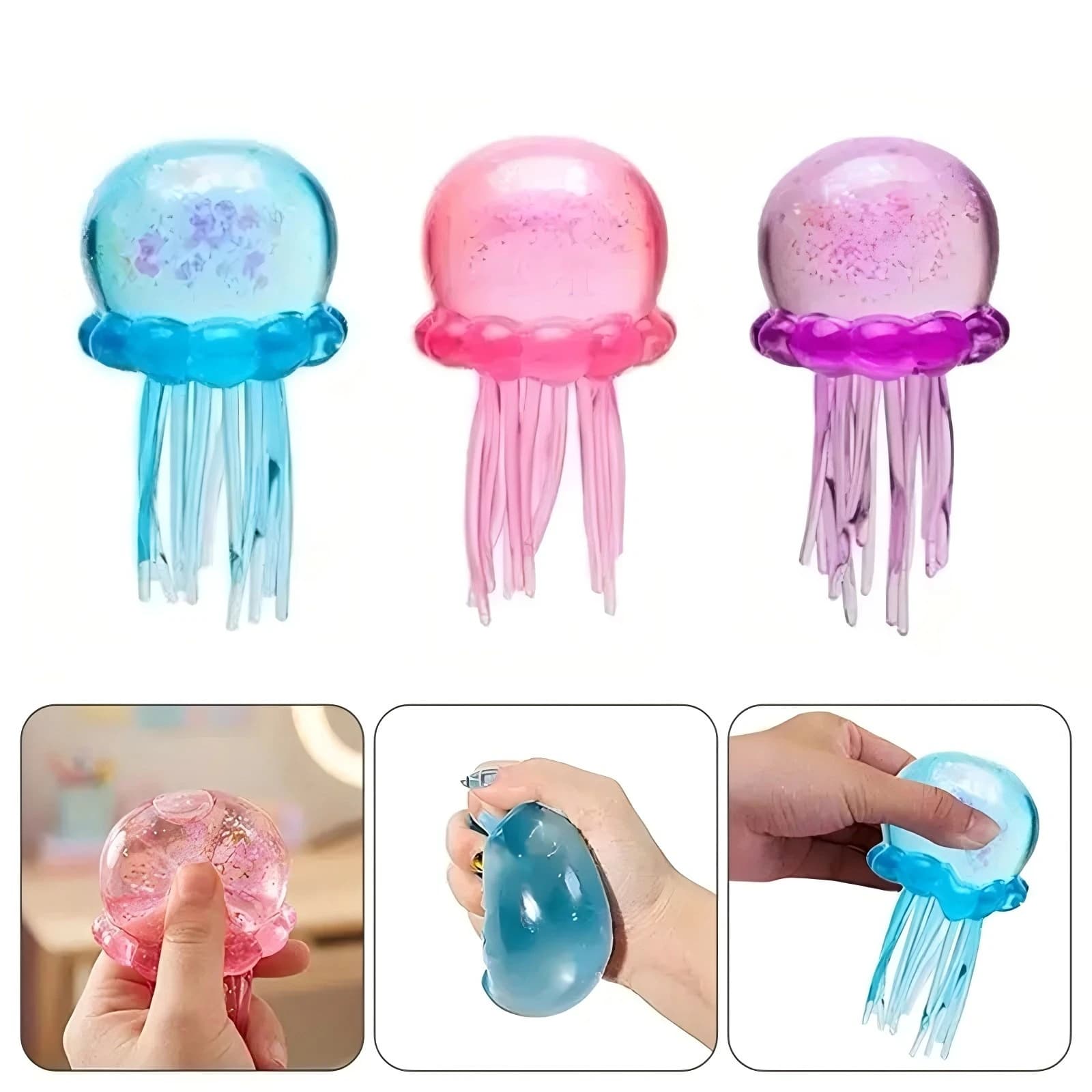 New Trending Nee Doh Jellyfish & Cube Squish Toy, Soft Jelly Squeeze Stress Relief Fidget Toy, Sensory NeeDoh for Kids & Adults