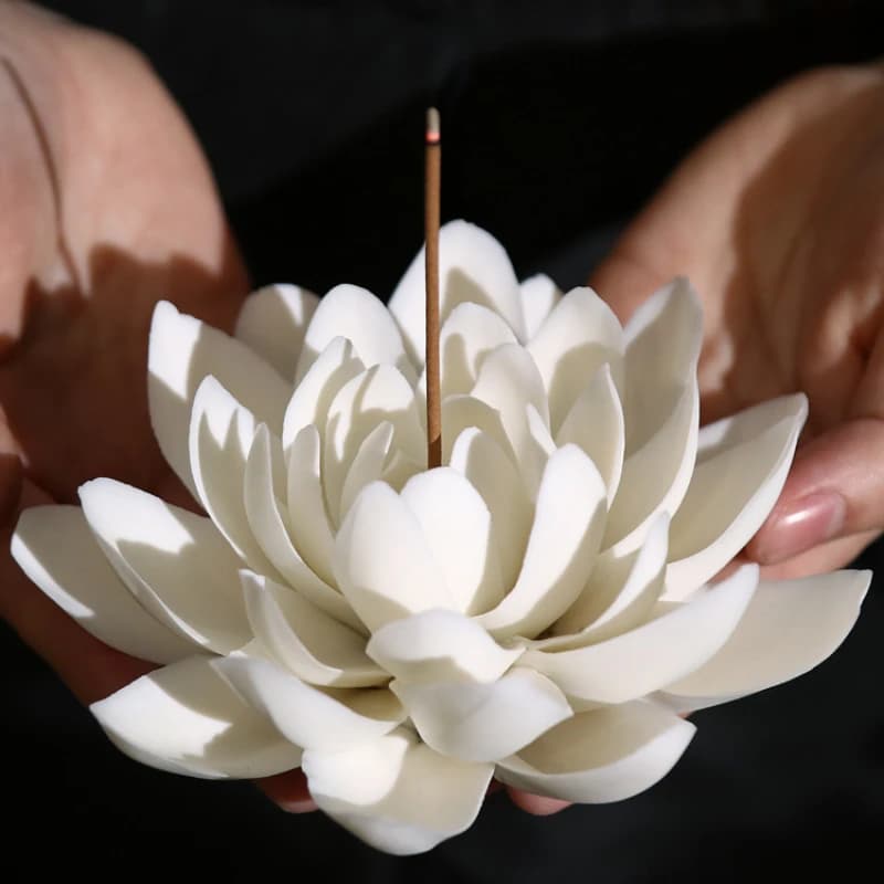 Bruciatore di incenso di loto bianco In ceramica decorazioni per la casa porta bastoncini di incenso aromaterapia buddista incensiere uso In ufficio Teahouse