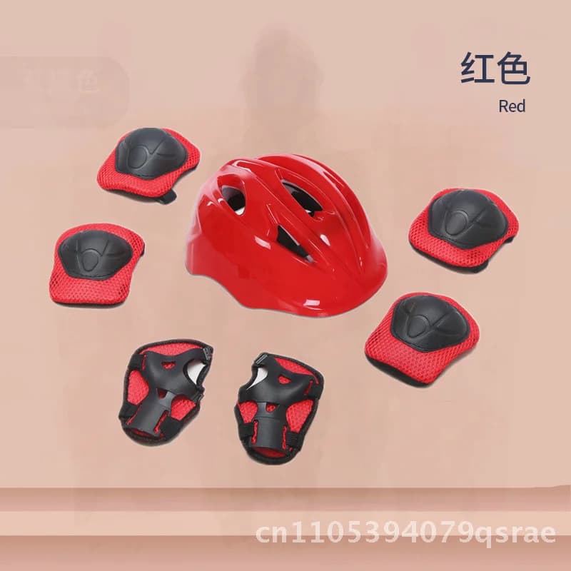 Set di equipaggiamento protettivo per bambini per scooter di pattinaggio a rotelle per auto d'equilibrio - Ginocchiere per gomiti e caviglie ispessite in rosso blu rosa