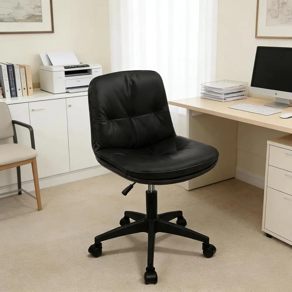 Sedia da ufficio, sedia da scrivania ergonomica con cuscino e schienale imbottiti, altezza regolabile e rotazione a 360° ° Sedia Girevole con Braccioli per Ufficio o Casa