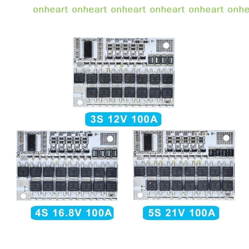 Scheda di Protezione Batteria al Litio [C]3s/4s/5s BMS 12V 16.8V 21V 3.7V 100A Li-ion LMO Ternaria con Bilanciamento di Carica per Li-Po