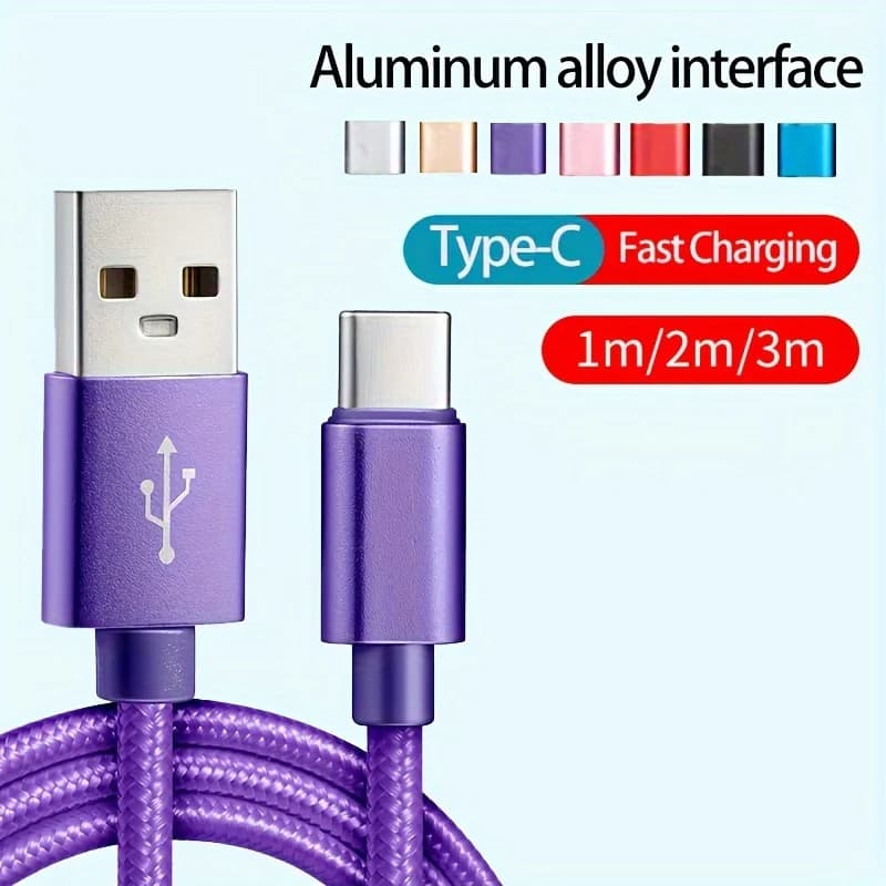 Cavo di ricarica da USB a tipo C in lega di alluminio da 1 m 2 m 3 m per Iphone 15 16 17 Pro Max Samsung S24 Xiaomi Cavo di ricarica OPPO