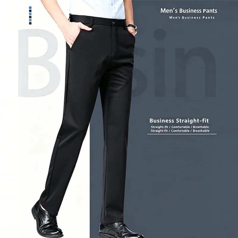 29-42 Men's Summer Pants Thin Straight Stretch Casual Pants with No Trace No Ironing Fabric Silky and Cool Feeling