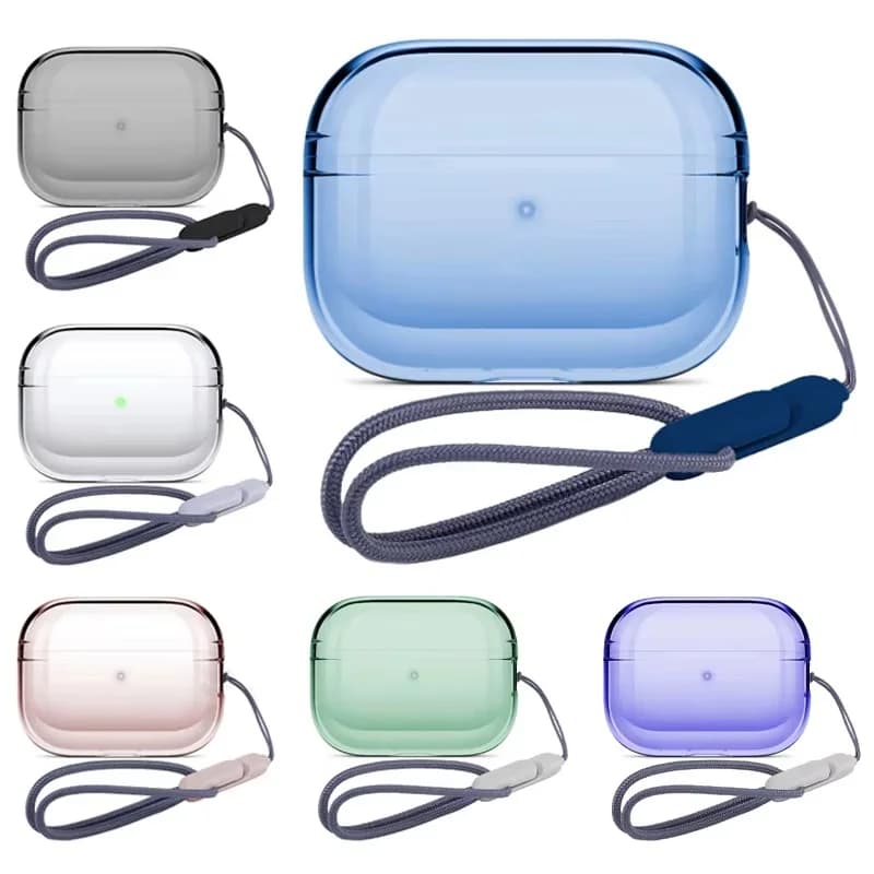 Clear TPU Earphone Case With Lanyard Strap For AirPods Pro 2th Gen Transparent Shockproof Case Accessory For Apple Airpods Pro 2