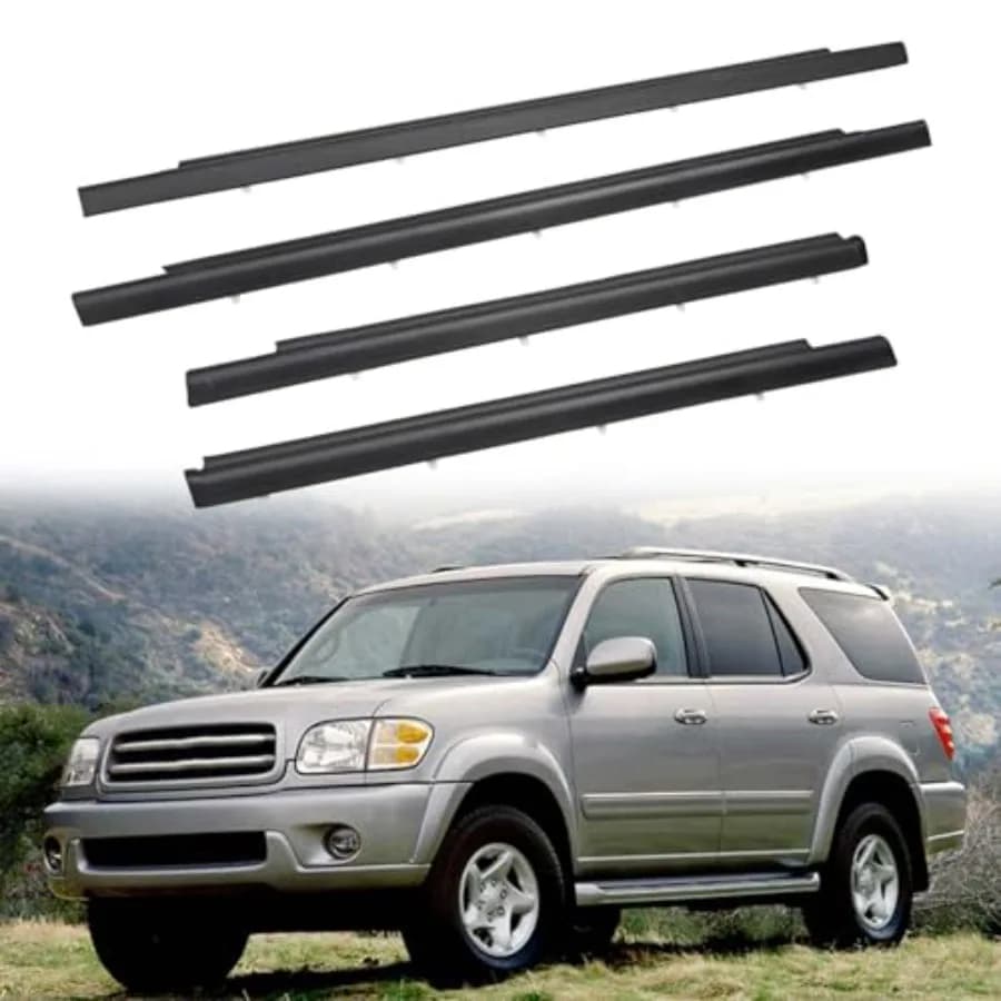 4 Pezzi Guarnizione Esterna per Finestrini Auto, Compatibile con Toyota Sequoia 2001-2007, Ricambio # 7571