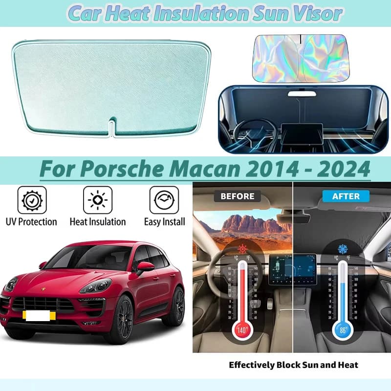 Front Window For Porsche Macan 2014 - 2024 2018 Accessories Windshield Sun Shade Heat Insulation Waterproof Protection UV Cover
